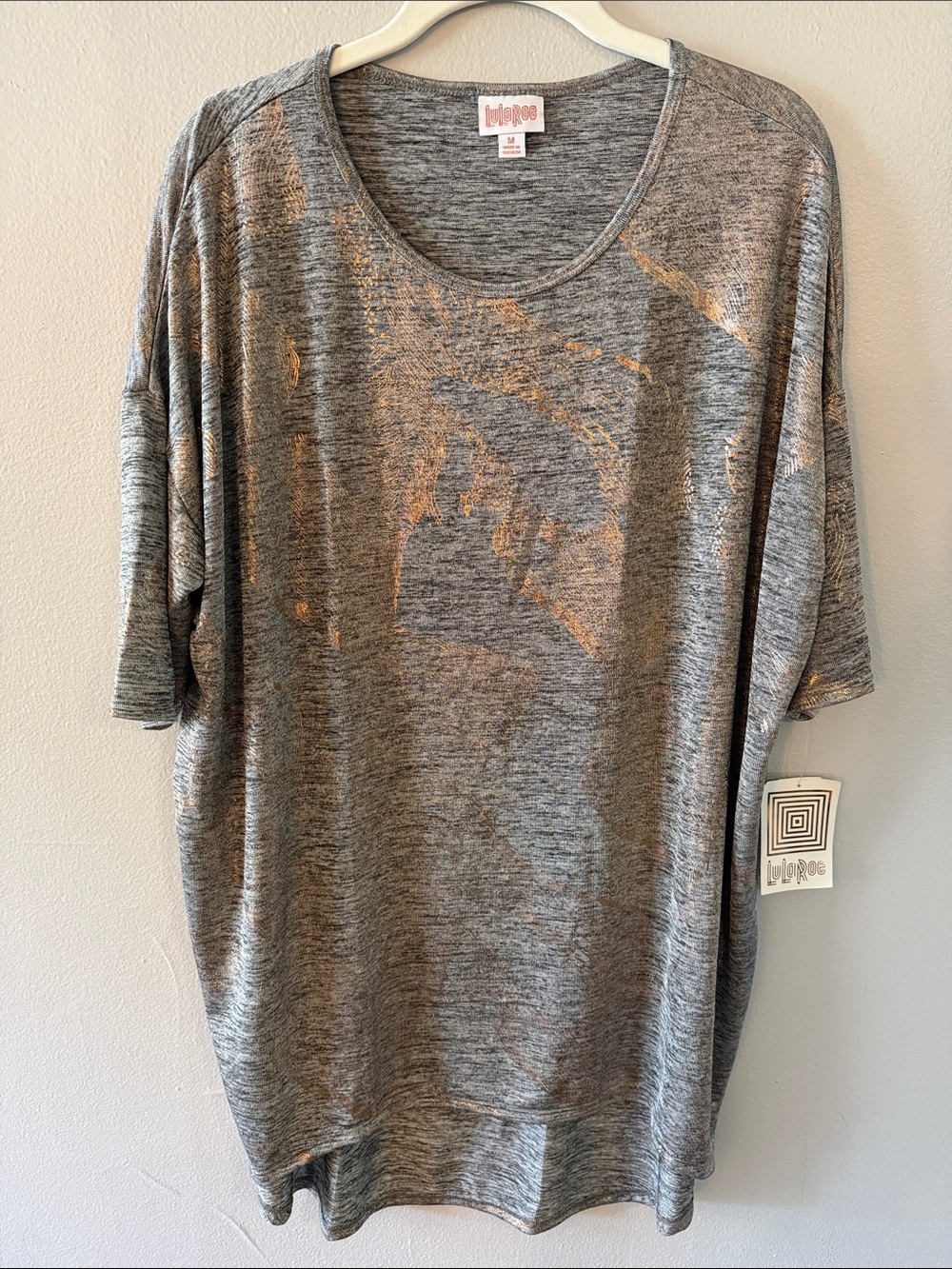 LuLaRoe Gray Tunic with Metallic Gold Accents